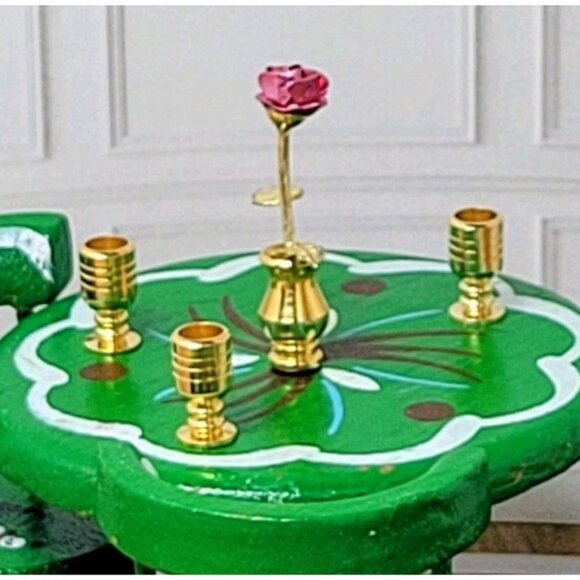 Vintage Doll House Dollhouse Furniture Brass Miniature 1/2" Metal Goblet Cup - Picture 1 of 6